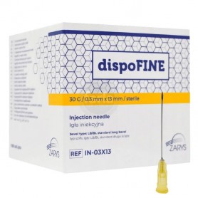 Aiguilles Zarys dispoFINE  – 30 G 1/2" (0,3 x 13 mm) Jaune – 100 pièces Aiguilles Zarys dispoFINE  – 30 G 1/2" (0,3 x 13 mm ) Jaune – 100 pièces