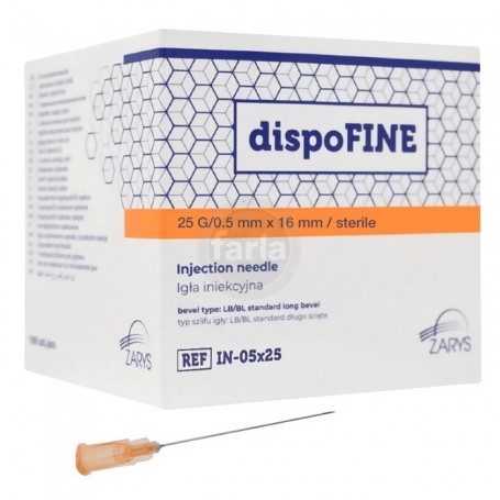 Aiguilles Zarys dispoFINE  – 25 G 1 1/2" (0,5 x 40 mm ) Orange – 100 pièces