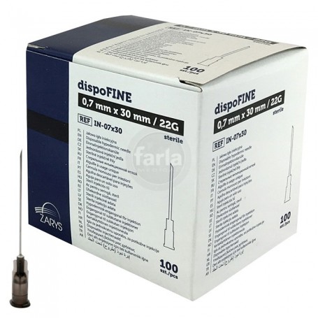 Aiguilles Zarys dispoFINE  – 22 G 1 1/4" (0,7 x 30 mm) Noir – 100 pièces